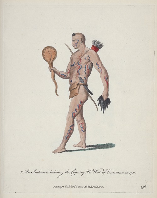 An Indian inhabiting the country Northwest of Louisiana in 1741 Sauvage du Nord Ouest de la Louisiane.