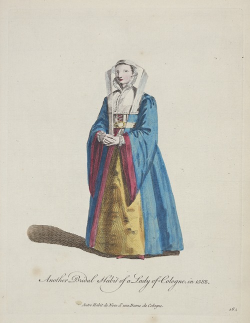 Another bridal habit of a lady of Cologne in 1588. Autre habit noce d’une dame de Cologne.