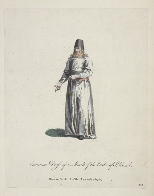 Common dress of a monk of the order of St. Bazil. Moine de l’ordre de St. Bazill en robe simple.