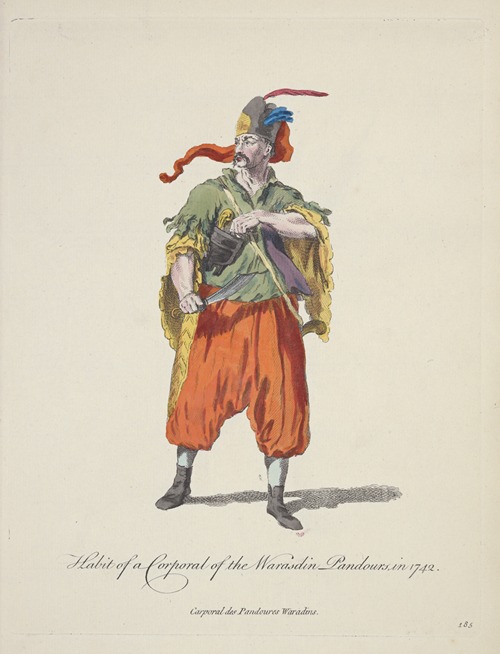 Habit of a corporal of the Warasdin Pandours in 1742. Carporal des Pandoures Waradins.