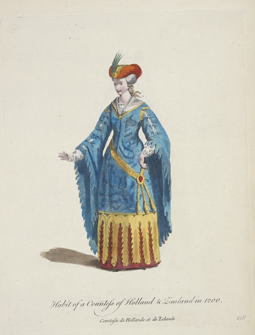 Habit of a countess of Holland and Zealand in 1200. Comtesse de Hollande et de Zelande.