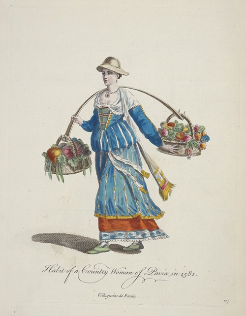 Habit of a country woman of Pavia in 1581. Villageoise de Pavie.