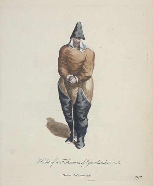 Habit of a fisherman of Greenland in 1626. Pêcheur de Groenland.
