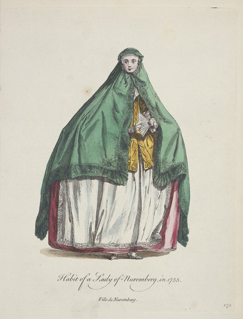 Habit of a lady of Nuremberg in 1755. Fille de Nuremberg.