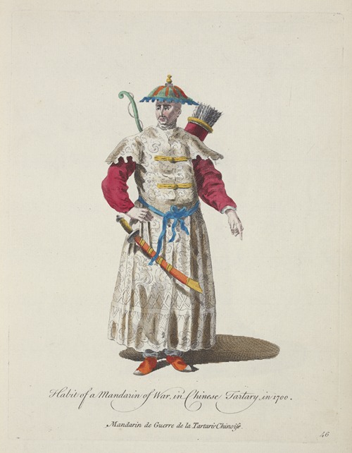 Habit of a mandarin of war in Chinese Tartary in 1700. Mandarin de guerre de la Tartarie Chinoise.
