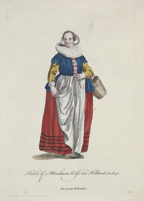 Habit of a merchants wife in Holland in 1640. Marchande Hollandois.
