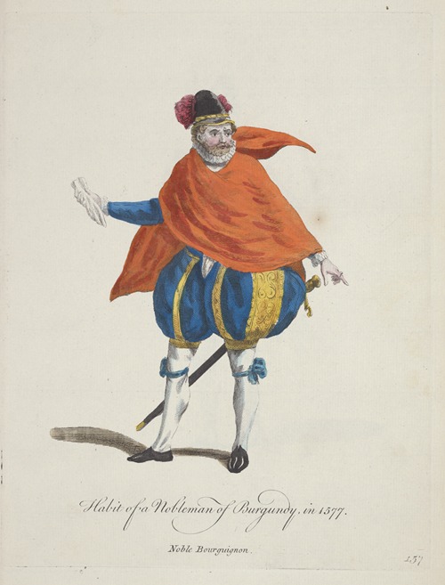 Habit of a nobleman of Burgundy in 1577. Noble Bourguignon.
