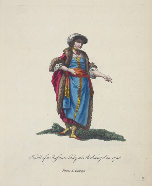 Habit of a Russian lady at Archangel in 1768. Femme d’Arcangel.