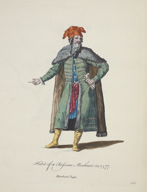 Habit of a Russian merchant in 1577. Marchand Russe.
