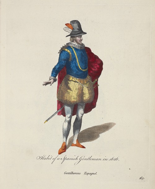 Habit of a Spanish gentleman in 1626. Gentilhomme Espagnol.