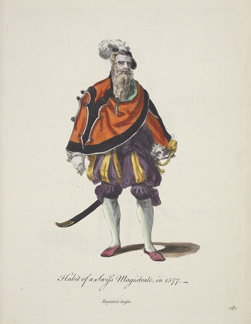 Habit of a Swiss Magistrate in 1577. Magistrat Suisse.