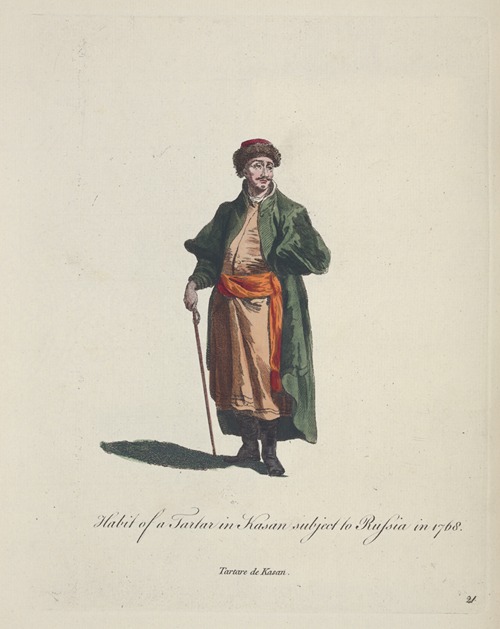 Habit of a Tartar in Kasan subject to Russia in 1768. Tartare de Kasan.