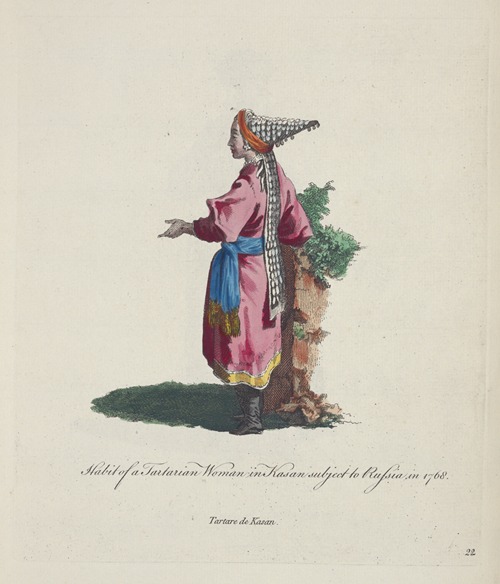 Habit of a Tartarian woman in Kasan subject to Russian in 1768. Tartare de Kasan.