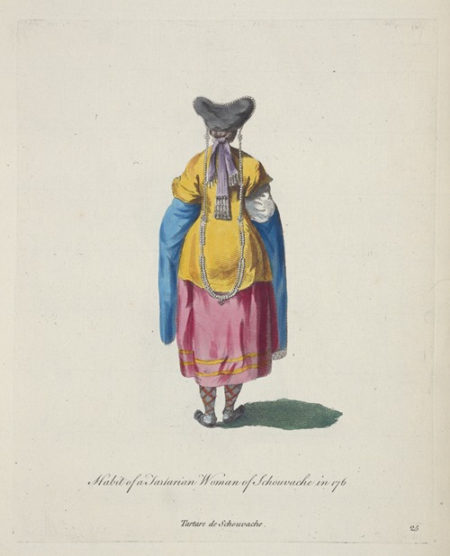 Habit of a Tartarian woman of Schouvache in 1768. Tartare de Schouvache.