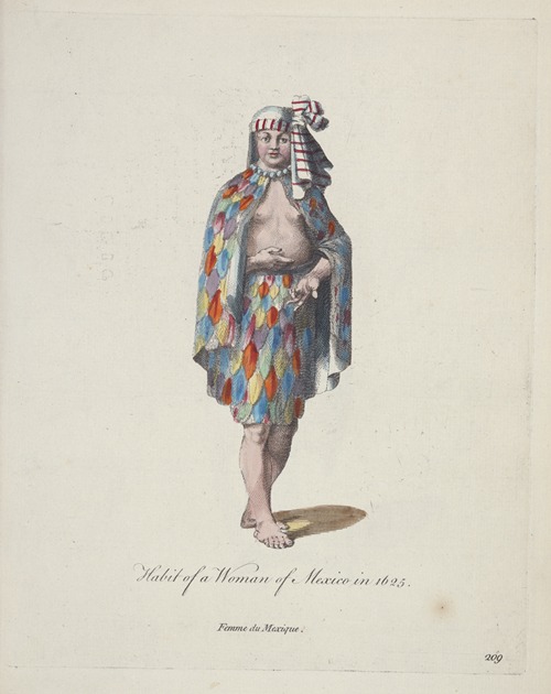 Habit of a woman of Mexico in 1625. Femme du Mexique.