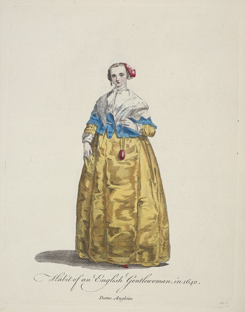 Habit of an English gentlewoman in 1640. Dame Angloise.
