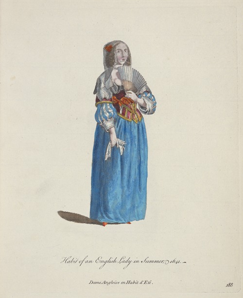 Habit of an English lady in summer, 1641. Dame Angloise en habit d’eté.