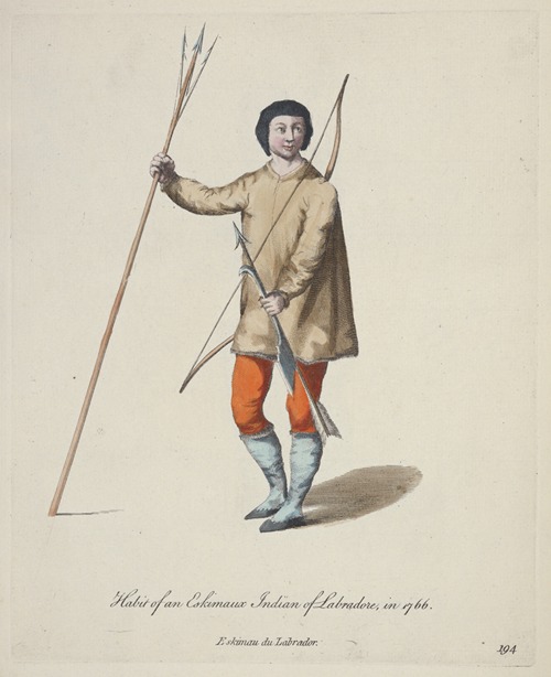 Habit of an Eskimaux Indian of Labrador in 1766. Eskimau du Labrador.