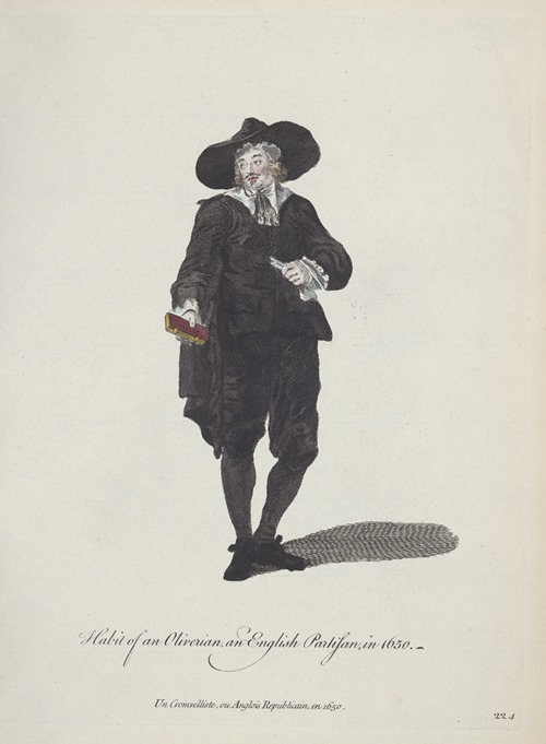 Habit of an Oliverian, an English partisan in 1650. Un Cromvelliste, ou Anglois republican, en 1650.