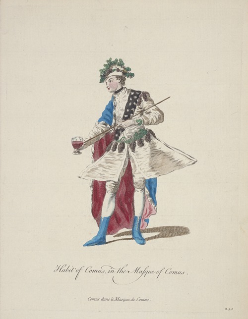 Habit of Comus in the Masque of Comus. Comus dans le Masque de Comus.