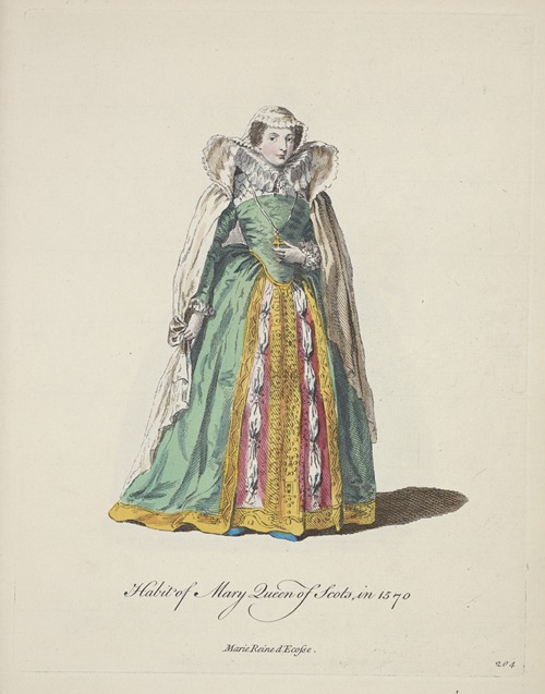 Habit of Mary Queen of Scots in 1570. Marie reine d’Ecosse.
