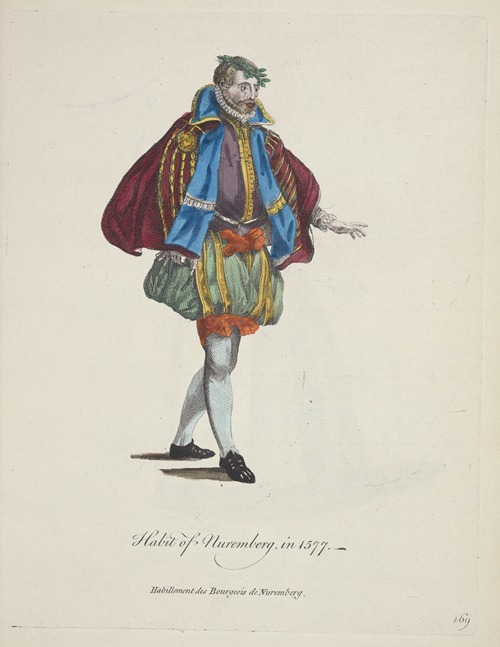 Habit of Nuremberg in 1577. Habillement des bourgeoise de Nuremberg.
