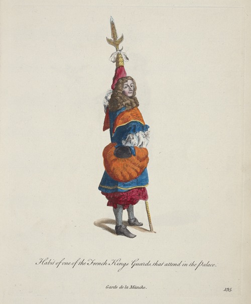Habit of one of the French king’s guards that attend in the palace. Garde de la manche.