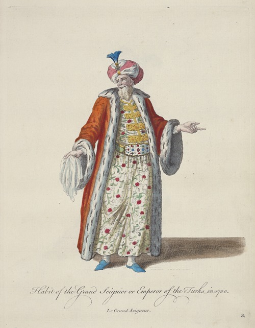 Habit of the grand seignior or emperor of the Turks in 1700. Le grand seignior.