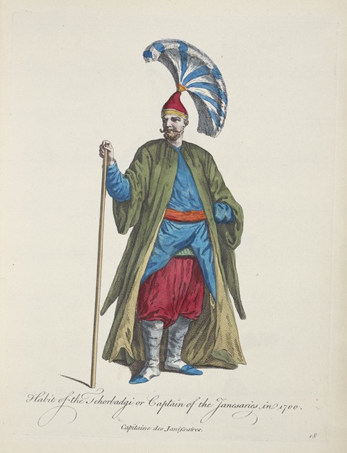 Habit of the Tchorbadgi or captain of the Janesaries, in 1700. Captaine des Janissaires.