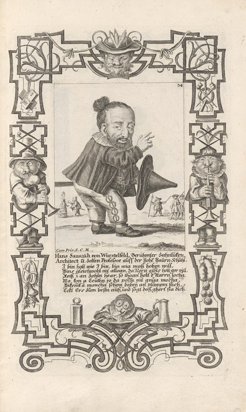 Hans Sausakh von Wurstelfeld, Berühmter Zahnluken-Architekt und zotten Professor auff der hohe Bauern-Schuhl, Pl. 34