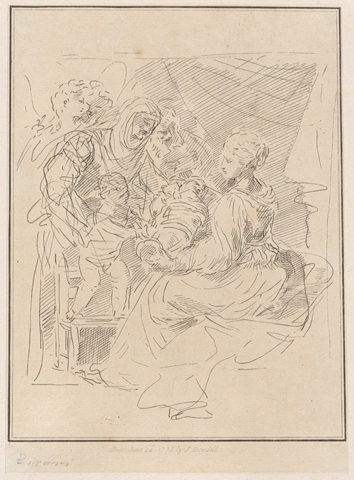The Holy Family with the infant Saint John the Baptist, and other saints and angels