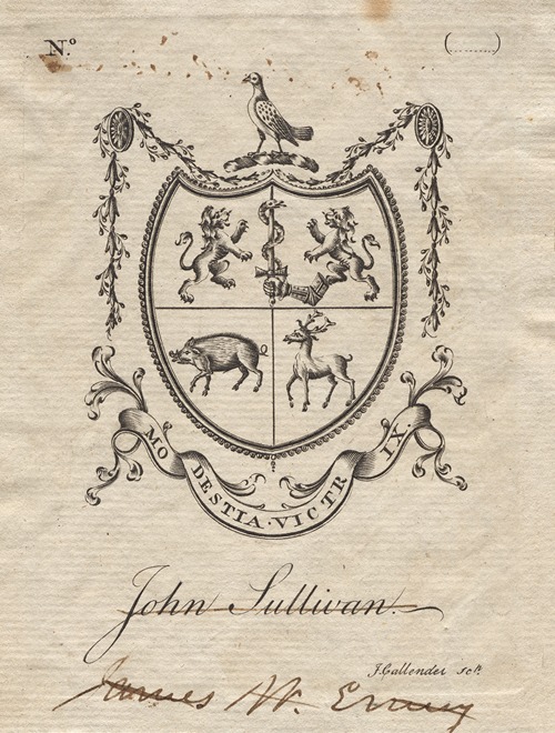 Coat of Arms with John Sullivan inscribed below