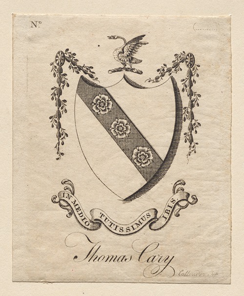 Coat of Arms with Thomas Cary inscribed below