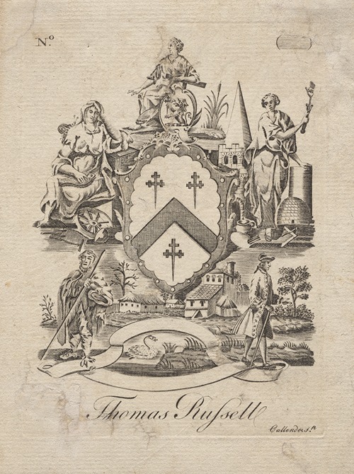 Coat of Arms with Thomas Russell inscribed below