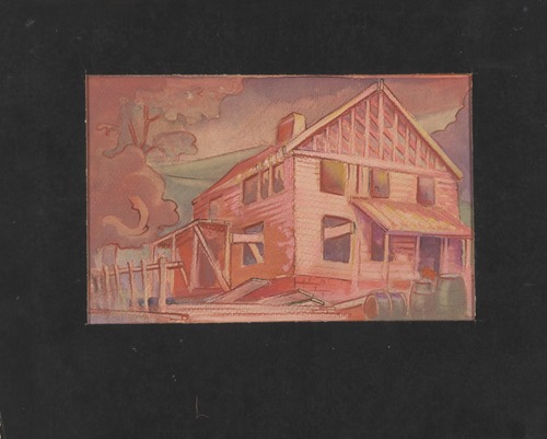 Partially Completed House in Pink Sunset Hues