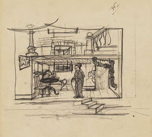Rough Sketch of Figure in Basement Domestic Interior, Sketch no. 5