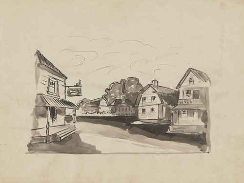 Small Town Streetscape in B+W