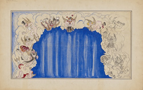 Vaudeville: Sketch no. 7 (Proscenium with Tramp, Clown, and Minstrel Seraphim)