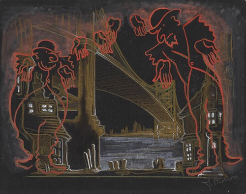 Vaudeville: Tramps and Disembodied Hands over Bridge and Hudson River