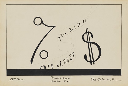 Created Equal: Sketch no. 12, Lantern Slide (Ticker Tape and Financial Symbols)