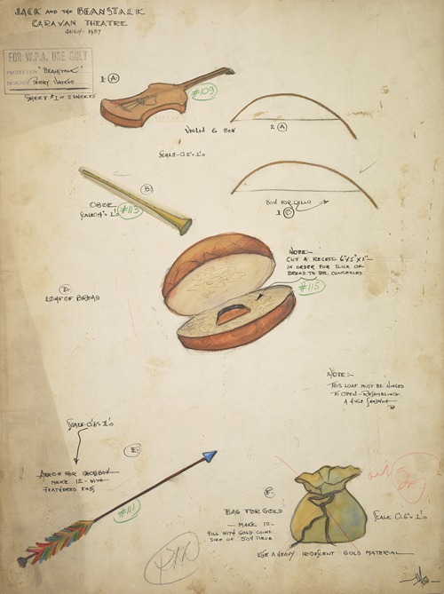 Jack and the Beanstalk: Props (Arrows, Gold Bag, Oboe, Violin, Bows, Bread)