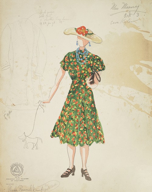Mr. Dooley, Jr.: Miss Mooney. Green dress with orange and yellow spots