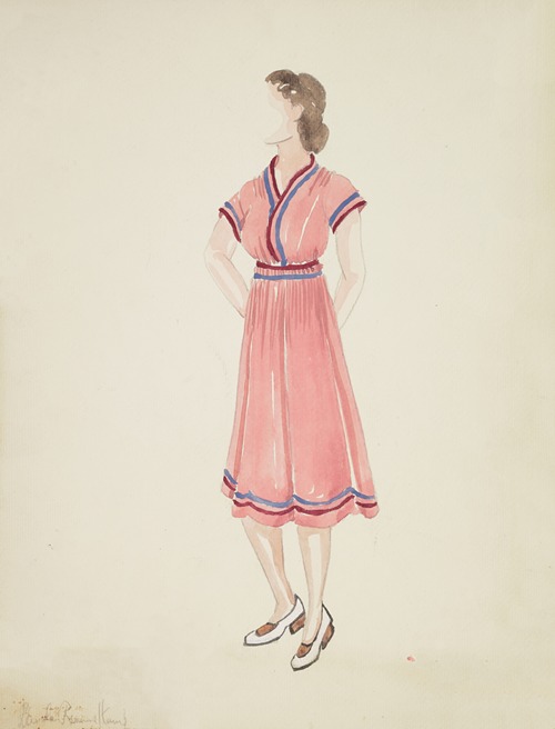 Mr. Dooley, Jr.: Mrs. Anders. Pink dress with red and blue lines