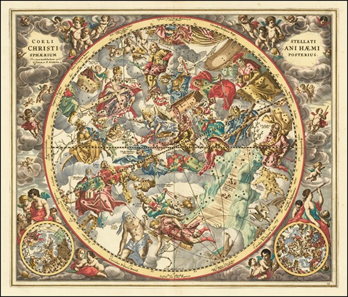 celestial chart representing the constellations according to Christian symbolism