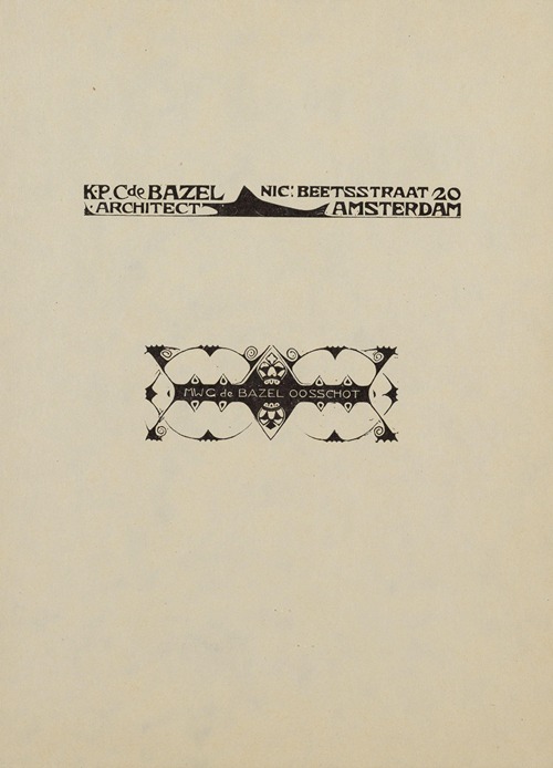 Briefhoofd en visitekaartje; K.P.C. de Bazel en M.W.G. de Bazel Oosschot