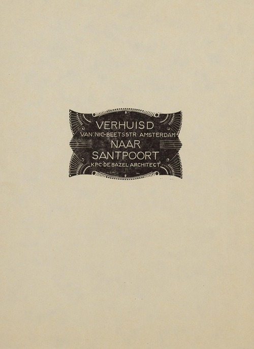 Verhuiskaart van K.P.C. de Bazel; van de Nic. Beetsstraat naar Santpoort