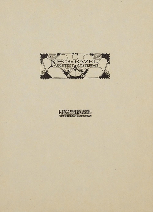 Visitekaartje en vignet; K.P.C. de Bazel, architect Amsterdam