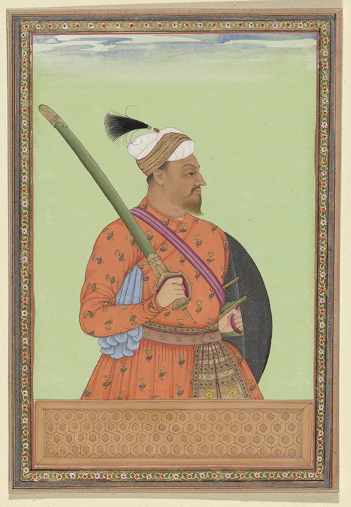 Portret van Sayyid Makhdum Sharza Khan, die vizier van Bijapur is geweest ook nu is hij vizier in Nijapur