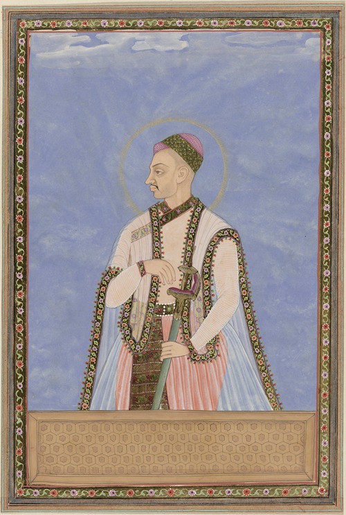 Portret van Sultan Muhammad-Quli, zoon van Muhammad-Quli Padsha na zijn vader heeft hij over Golconda geregeerd
