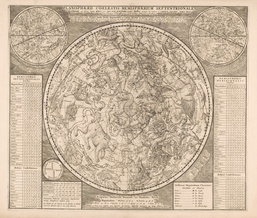 Hemelkaart met de noordelijke sterrenbeelden Planisphaerii coelestis hemisphaerium septentrionale
